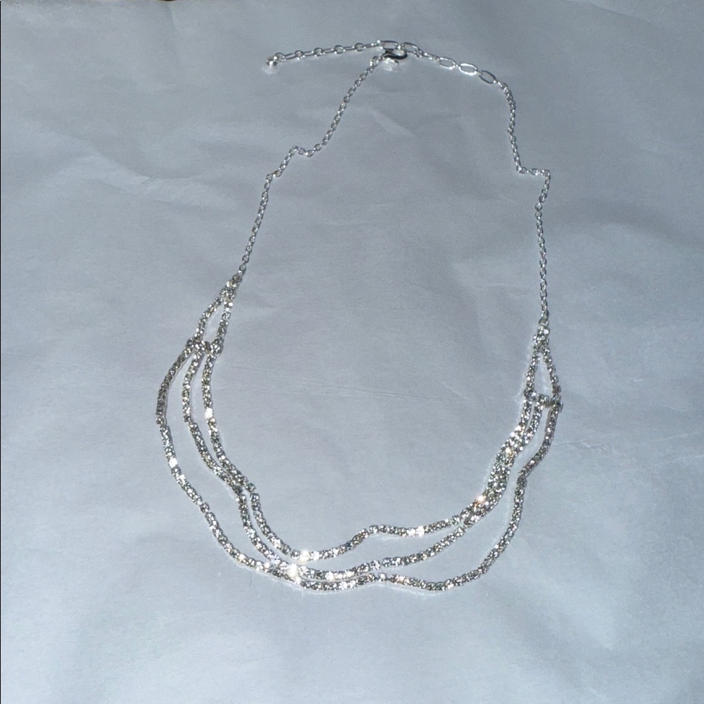 Elegant Silver color layered, adjustable necklace. Party, wedding or everyday.